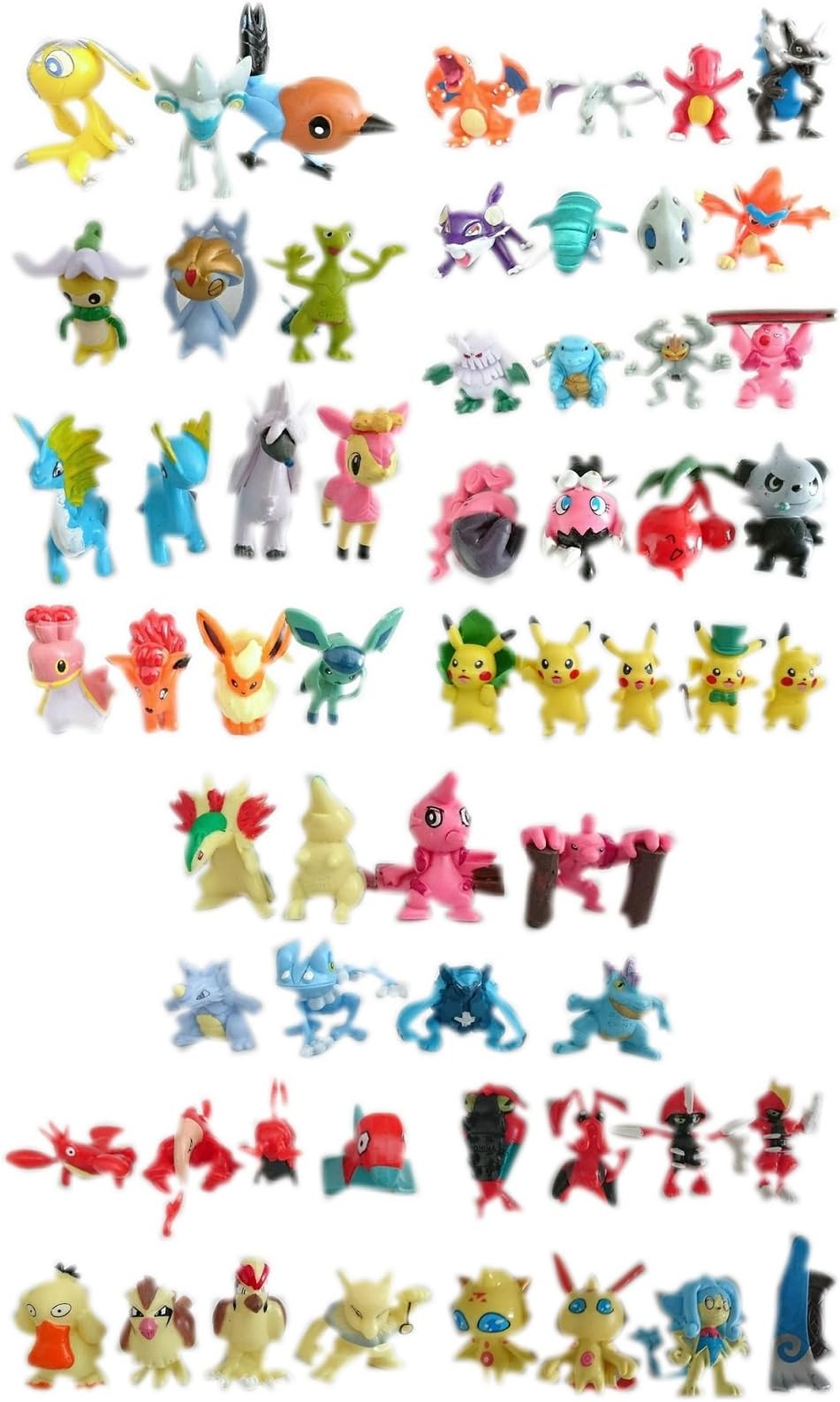 GUARANTEED ALL DIFFERENT - 100x Large Pokemon Go Pokemon Toy Figures 4-6cm - POST FREE