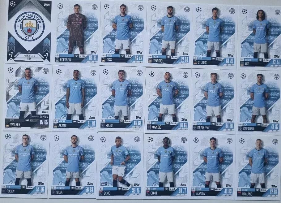 Match Attax 2024 2025 Manchester City Full Base Card Team Set