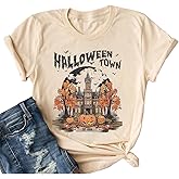 Ykomow Halloween Pumpkin Shirt Womens Funny Halloweentown University Graphic Tees