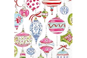 Boston International C029900 IHR Roseanne Beck Collection Cocktail Beverage Paper Napkins, 5" X 5", Merry Vintage Ornament