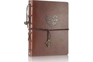 ThxMadam Leather Scrapbook Album Love Vintage Wedding Guest Book DIY Memory Book with 60 Black Pages Present for Mother’s Day Valentines Anniversary Christmas Birthday Gift for Mum Dad Friend