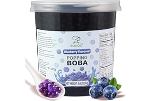 Soeos Blueberry Popping Boba Pearls 6.6 LB (3000 g), Bursting Boba Pearls for Bubble Tea, Beverages, Shakes, Desserts, Smoothie and Ice Cream Topping (Pack of 1)