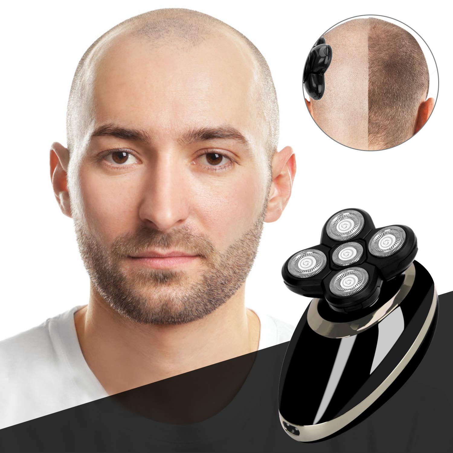 Waterproof Men\'s Electric Shaver and Trimmer Grooming Kit, Rechargeable 4-in-1 Electric Razor/Hair Trimmer/Clip Nose Hair/Facial Cleansing Brush