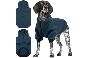 Lelepet Dog Hoodie Fleece Dog Sweatshirt Hooded with Leash Hole Warm Basic Pullover Pet Hoodie Sleeves Fall Winter Half-Zip Neckline Casual Pet Outfit for Small Medium Large Dogs, Labrador, XXL, Blue