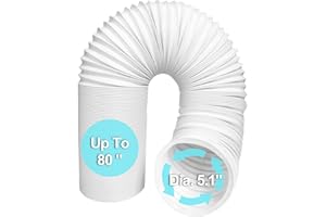 QUALWARD Portable Air Conditioner Hose 5.1 Inch Diameter,Portable AC Hose Exhaust Vent With Anti-Clockwise Thread Length up to 80 Inches