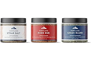 Portland Salt Co. Grilling Spice Blends - Steak Salt, Pork Rub & Greek Seasoning - Signature All-Purpose Seasoning & Gourmet Rub - Non-GMO, Variety Gift Set (Pack of 3)