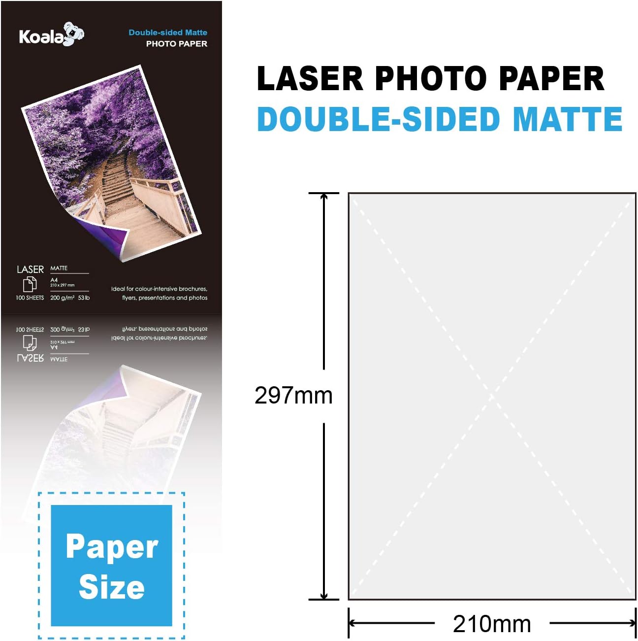 KOALA Double Sided Matte Laser Photo Paper A4, 200gsm, 100 Sheets. Suitable for Laser Printer for Printing Photos Brochures - Image 4