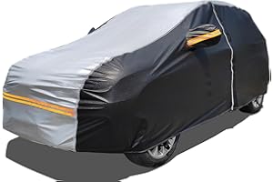 DINGHAO 6 Layers Car Cover Waterproof All Weather Car Cover Waterproof All Weather, Outdoor Full Exterior Cover Rain Sun UV Snowproof Protection with Zipper Cotton for SUV (185-190inch)