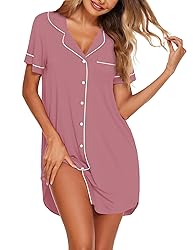 Ekouaer Nightgowns for Women Button Down Sleepshirt