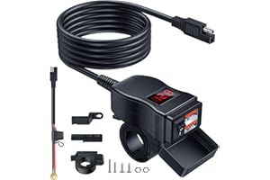 EXTRACTME Motorcycle USB Charger, Dual USB Quick Charge 3.0 Motorcycle Phone Charger with Voltmeter & ON/Off Switch, Waterproof Motorcycle Accessories for All Phone, Tablet, GPS (Red)