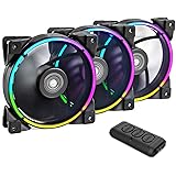 CP3 RGB Computer Fans Addressable 120mm Case Cooling Fan Dual Lighting Loop Quiet Fan Compatible with AURA Sync, PWM PC Fan f