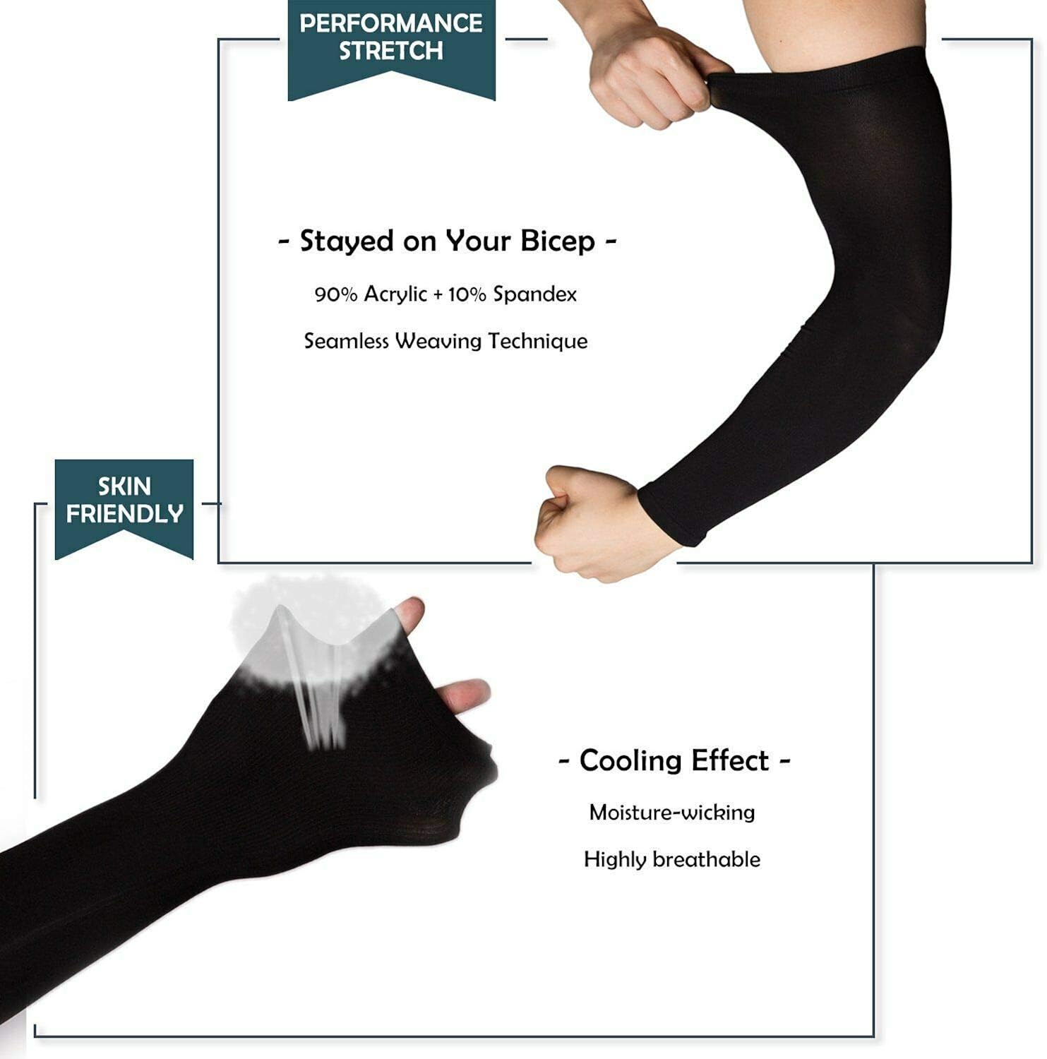 Atneato UV Protection Cooling Arm Sleeves - Arm Warmers Sun Protective Tattoo Sleeves : Clothing