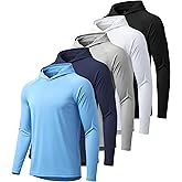 WENTTUO 5 Pack Mens UPF 50+ Sun Protection Hoodie Long Sleeve UV SPF Fishing Shirts Lightweight Running Rash Guard Sun Shirt