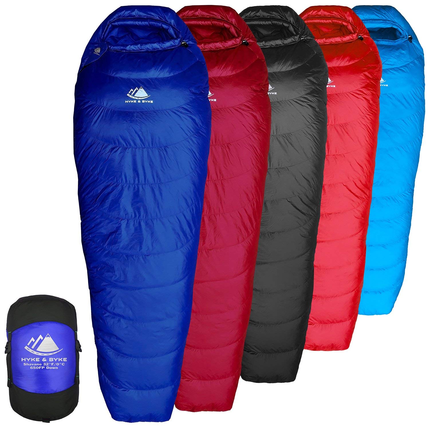 Hyke & Byke Shavano 0 Degree C Ultralight Down Mummy Sleeping Bag: 3 Season Bag Under 1 Kg. with ClusterLoft Base - The Lightest, Bag for Thru Hiking, Backpacking, and Camping