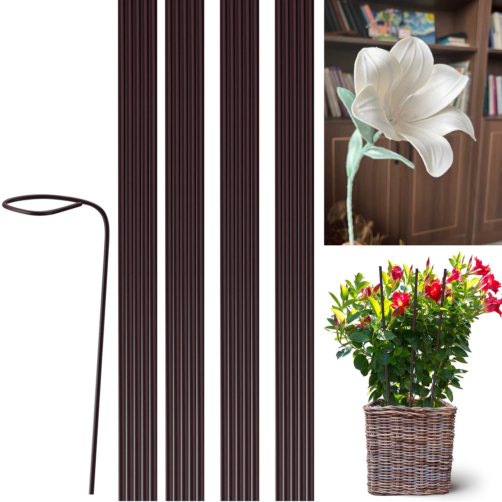 Plant Support Stakes for Indoor Plants Supports for Stem Potted Plants Garden Flower Support Stake Bendable Ring Cage 20 Pack