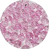 YUEXIGO 500pcs 4mm Crystal Glass Beads for Jewelry Making, Faceted Rondelle Glass Spacer Beads for Wind Chimes Bracelet Earring Necklace DIY Craft(Pink)