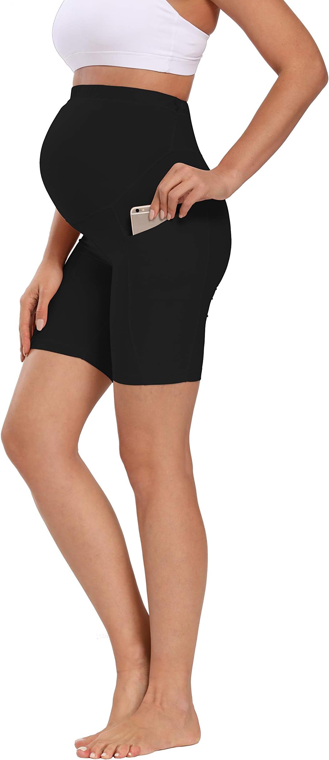 Women's Maternity Over The Belly Active Lounge Comfy Yoga Short Workout Running Athletic Non See-Through Yoga Shorts