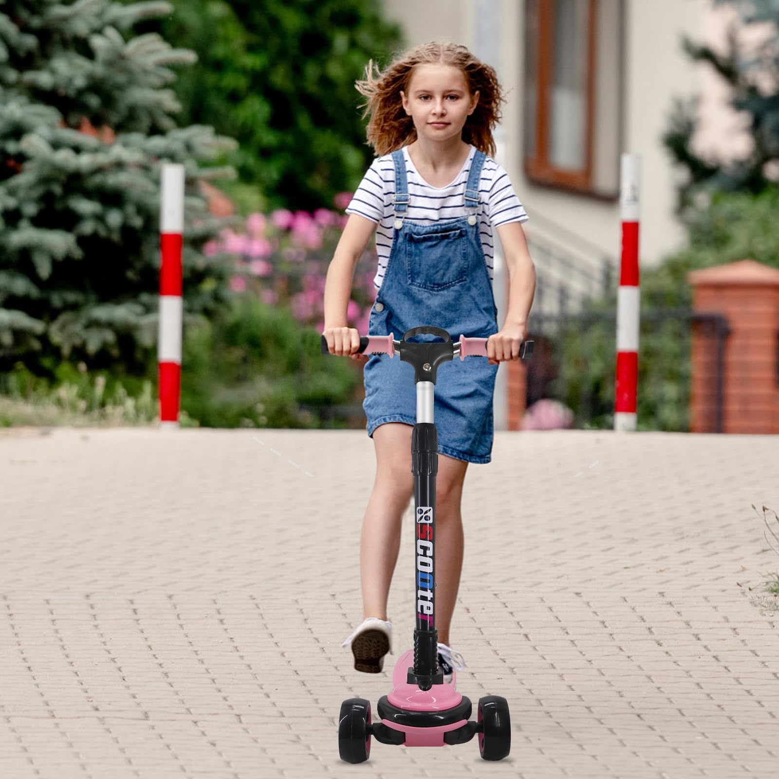 3 Wheels Kick Scooter for Kids Teens Ages 6-18 Years Extral Wide Deck 4 Adjustable Height and Foldable Handlebar LED Flashing Glider Push Scooter for Boys Girls