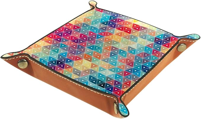 Helvoon - Bandeja organizadora de piel, diseño abstracto de cuadros