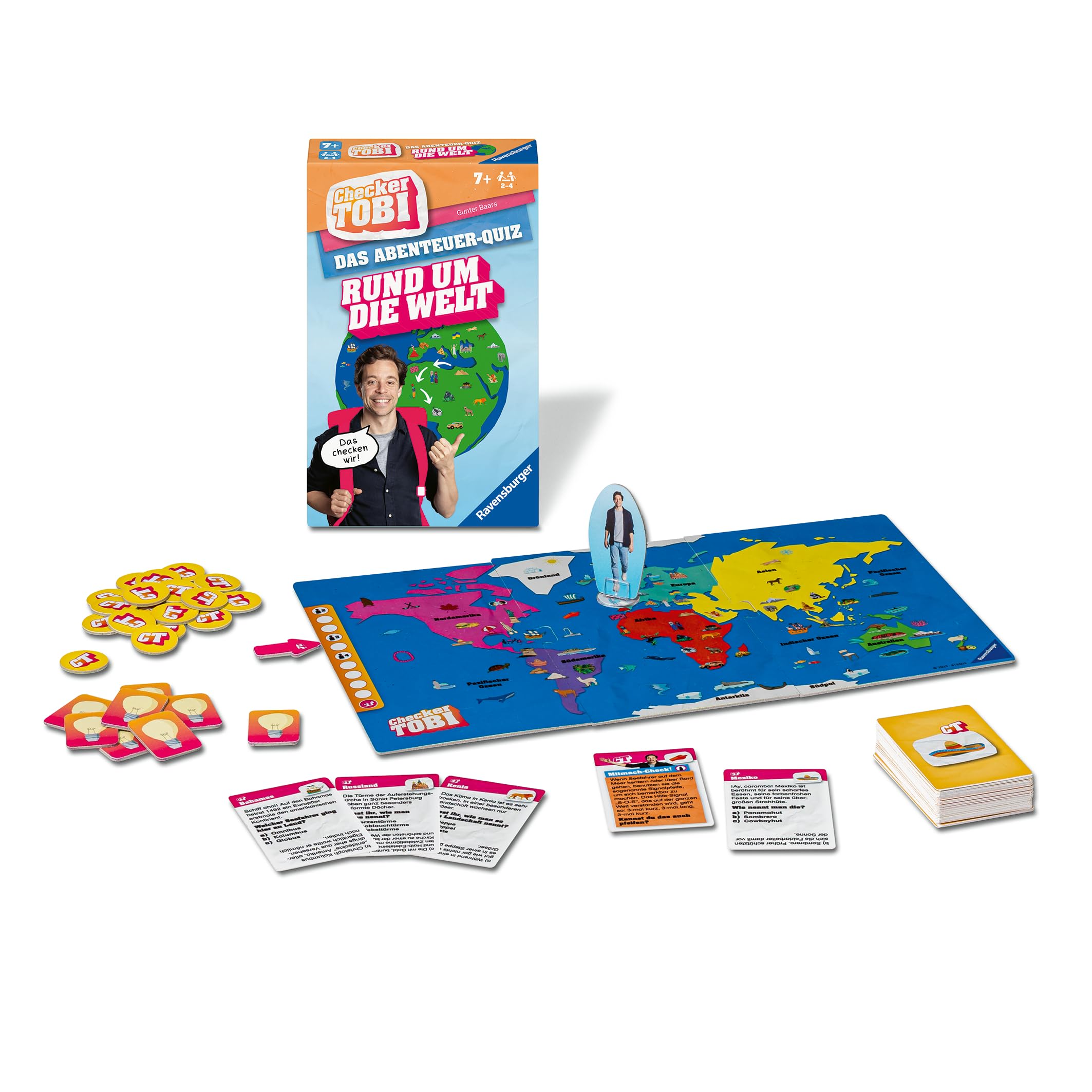 Ravensburger 22492 - Checker Tobi - Rund um die Welt - Das Abenteuerquiz für Kinder ab 7 Jahren, Quiz & Mitmachspiel für Kinder und Familien, für 2-4 Spieler 2
