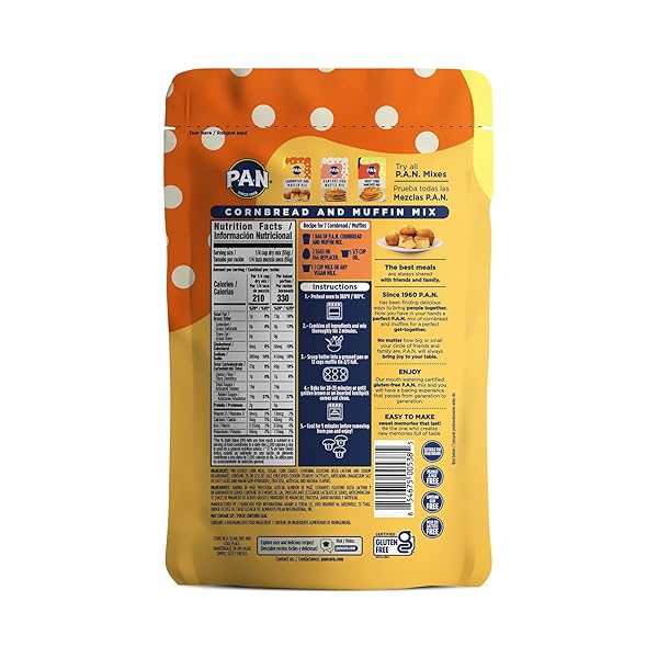 P.A.N CORNBREAD AND MUFFIN MIX – GLUTEN FREE BAKING MIX 0.9 LB. (PACK OF 1)