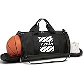 TUGUAN Gym Bag for Men Women with Wet Pocket & Shoe Compartment Travel Duffle Bag Man Sport Basketball Football Bag Weekend Overnight Duffel Bag Gym Tote bag 40L, Black