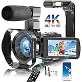 Video Camera Camcorder 4K Digital YouTube Vlogging Camera, 60FPS 48MP 18X Digital Zoom Camcorder 3 in Touch Screen Camcorder 
