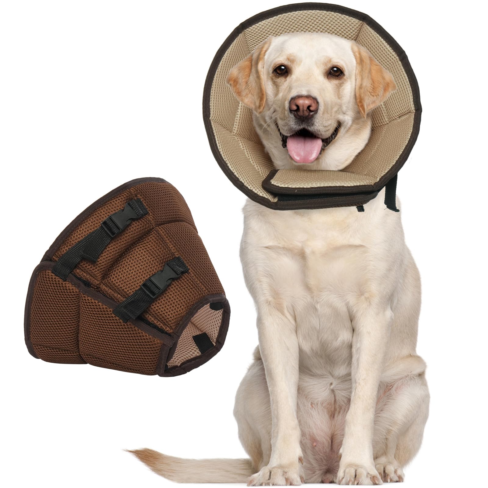 Kuoser Dog Cone Collar After Surgery, Pet Protective Neck Cone for Small Medium Large Dogs Cats, Soft & Breathable Dog Recovery Collar Adjustable Puppy Quick Healing Elizabeth Collar, Anti-Bite/Lick