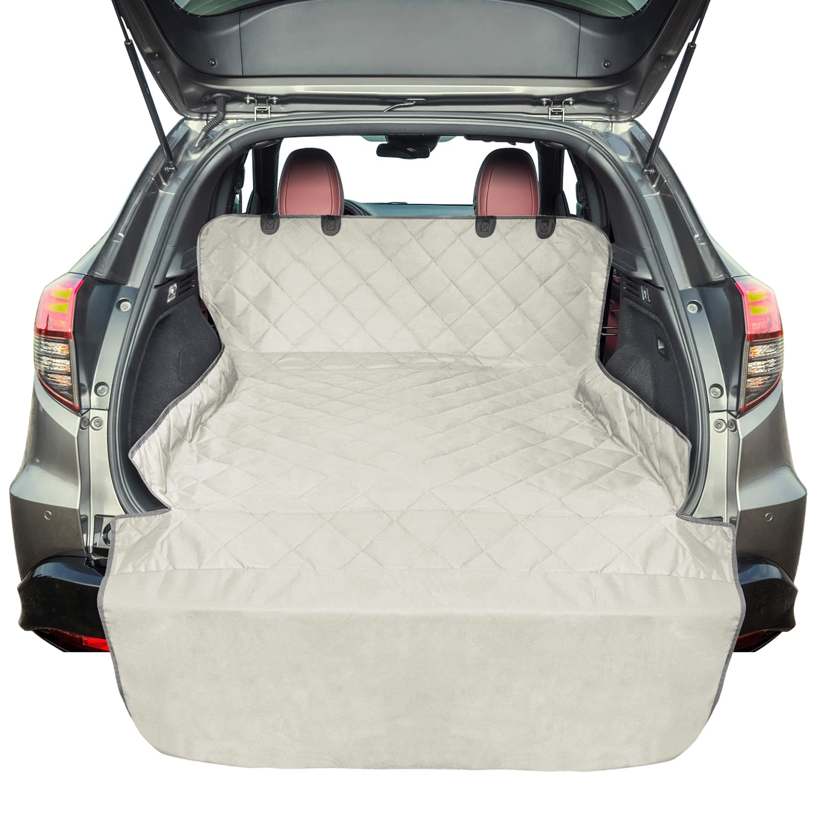 Photo 1 of F-color SUV Cargo Liner for Dogs, Water Resistant Pet Cargo Cover Dog Seat Cover Mat for SUVs Sedans Vans with Bumper Flap Protector, Non-Slip, Large Size Universal Fit, Beige
