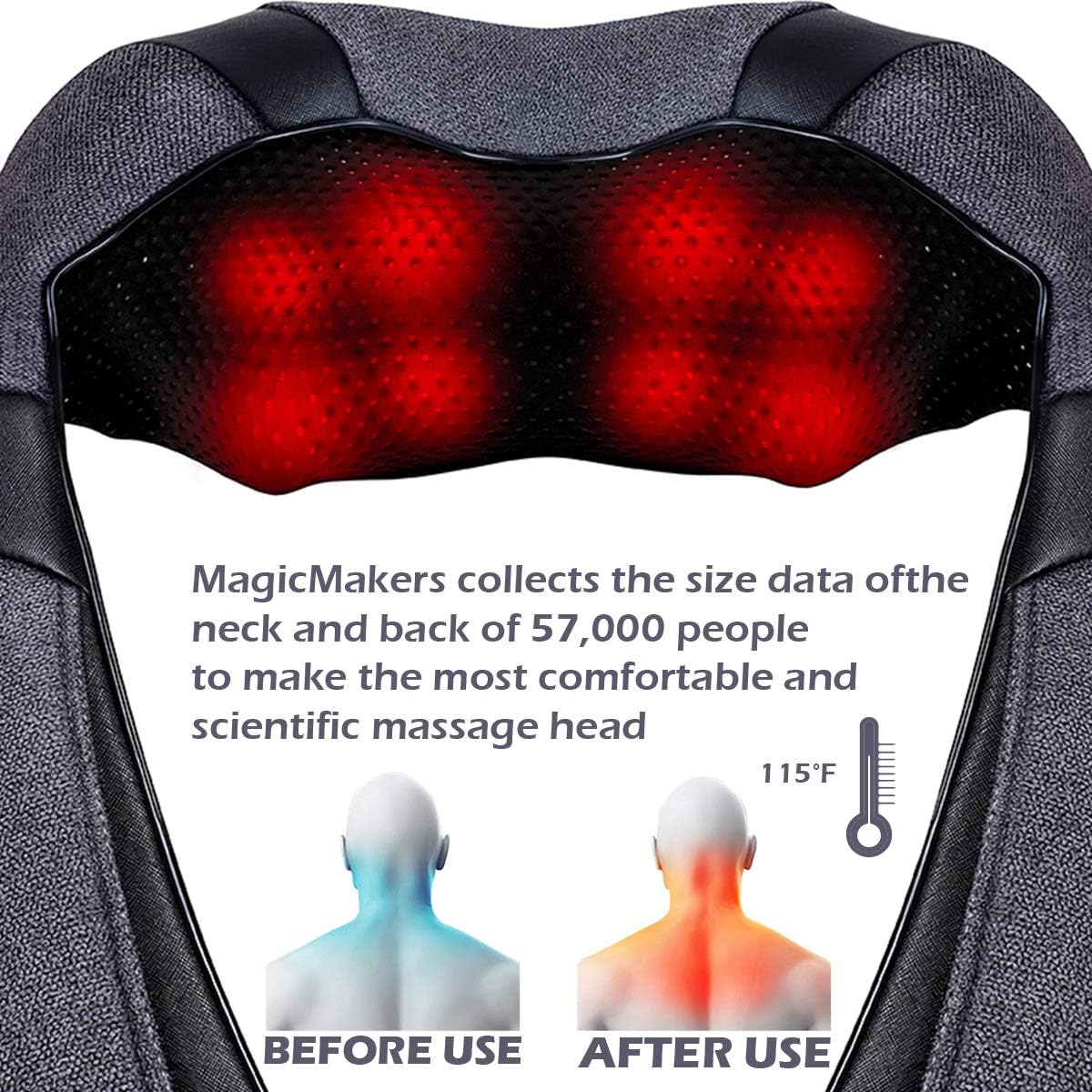 Back Massager, Shiatsu Back Neck Massager with Heat, Electric Shoulder Massager, Kneading Massage Pillow for Neck, Back, Shoulder, Foot, Leg, Muscle Pain Relief, Home,Office,Car Use - Christmas Gifts: Health & Personal Care