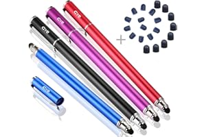 Bargains Depot Capacitive Stylus/Styli 2-in-1 Universal Touch Screen Pen for All Touch Screen Tablets & Cell Phones with 20 Extra Replaceable Soft Rubber Tips (Pack of 4)