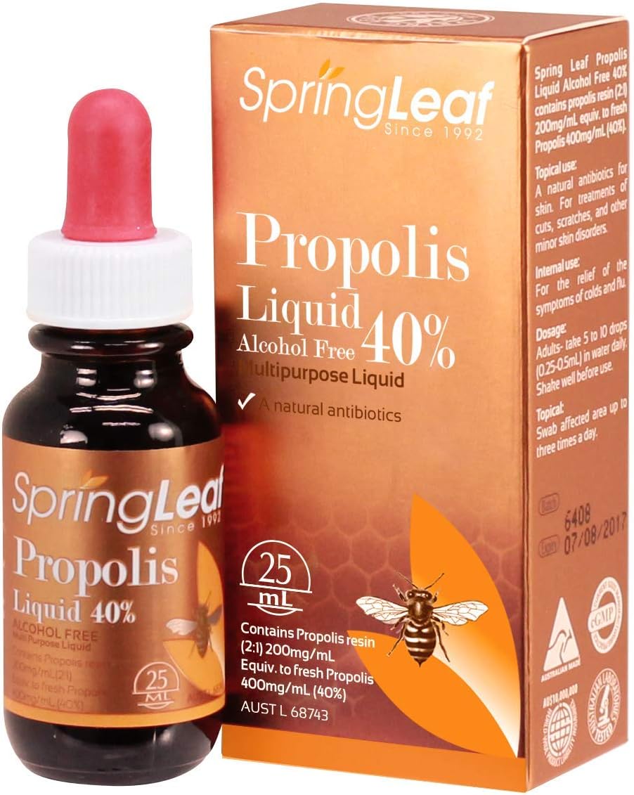 Spring Leaf Propolis Liquid Alcohol Free 40% 25ml Multipurpose MADE IN AUSTRALIA