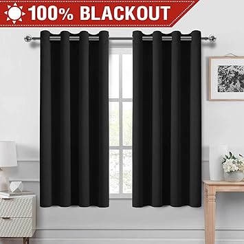 Dwcn 100 Pitch Black Blackout Curtains Thermal Insulated Energy Saving Noise Reducing Bedroom And Living Room Curtains W 52 X L 63 Inch Set Of