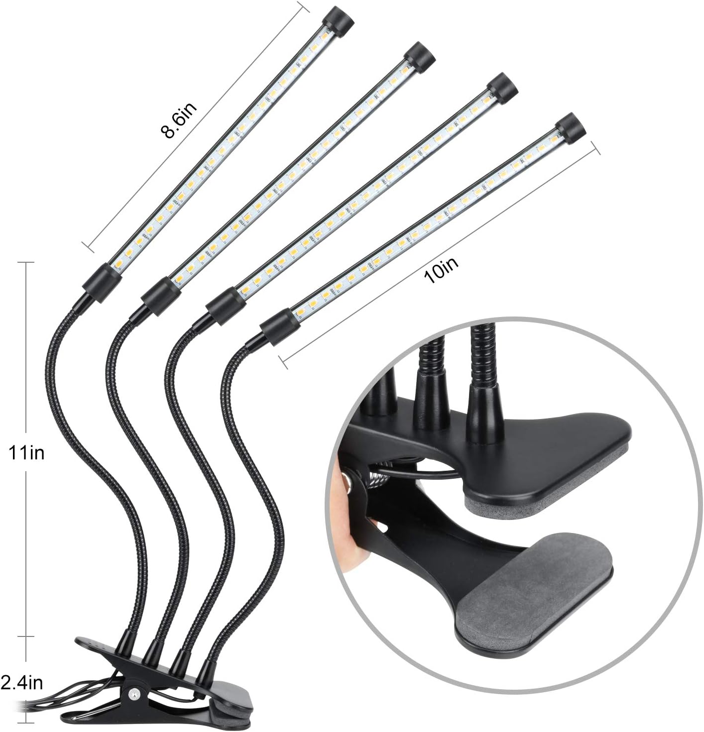 EZORKAS LED Growth Light,80W Four Head Timing,5 Dimmable Levels, Plant Grow Light for Indoor Plant with Full Spectrum,Adjustable Goosencck, 3、6/12H Timer, 3 Switch Modes: Home Improvement