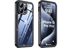 Humixx for iPhone 15 Pro Max Case Waterproof, Built-in Lens & Screen Protector, [14FT Full Body Shockproof ] [IP68 Underwater] [Compatible with MagSafe] Dustproof Snowproof Protective Case, Clear
