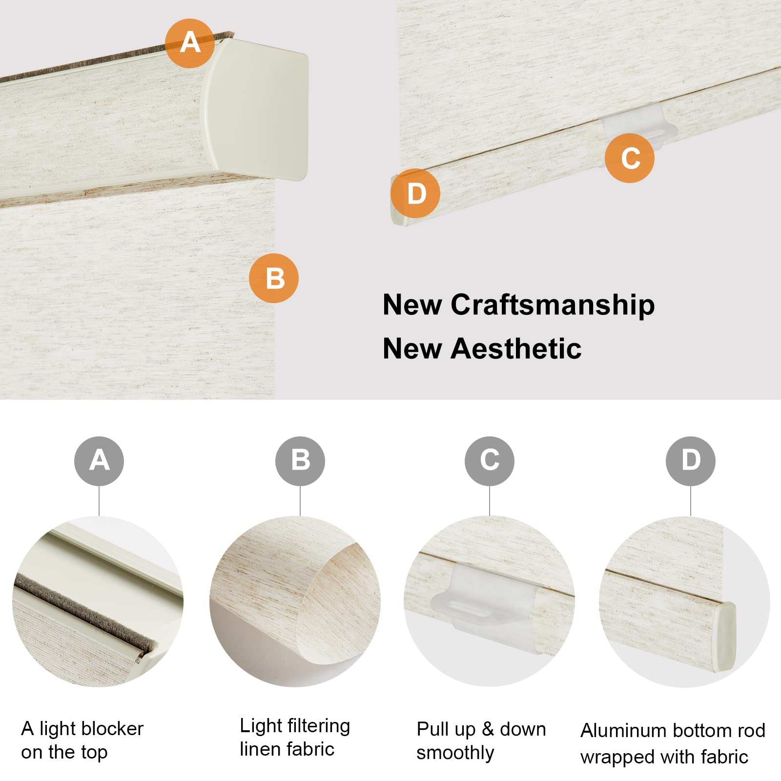 Persilux Free-Stop Cordless Window Shades for