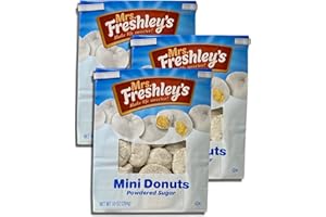 Powdered Sugar Mini Donuts by Mrs. Freshley's Bundled by Tribeca Curations | 10 Oz Bag | Value Pack of 3