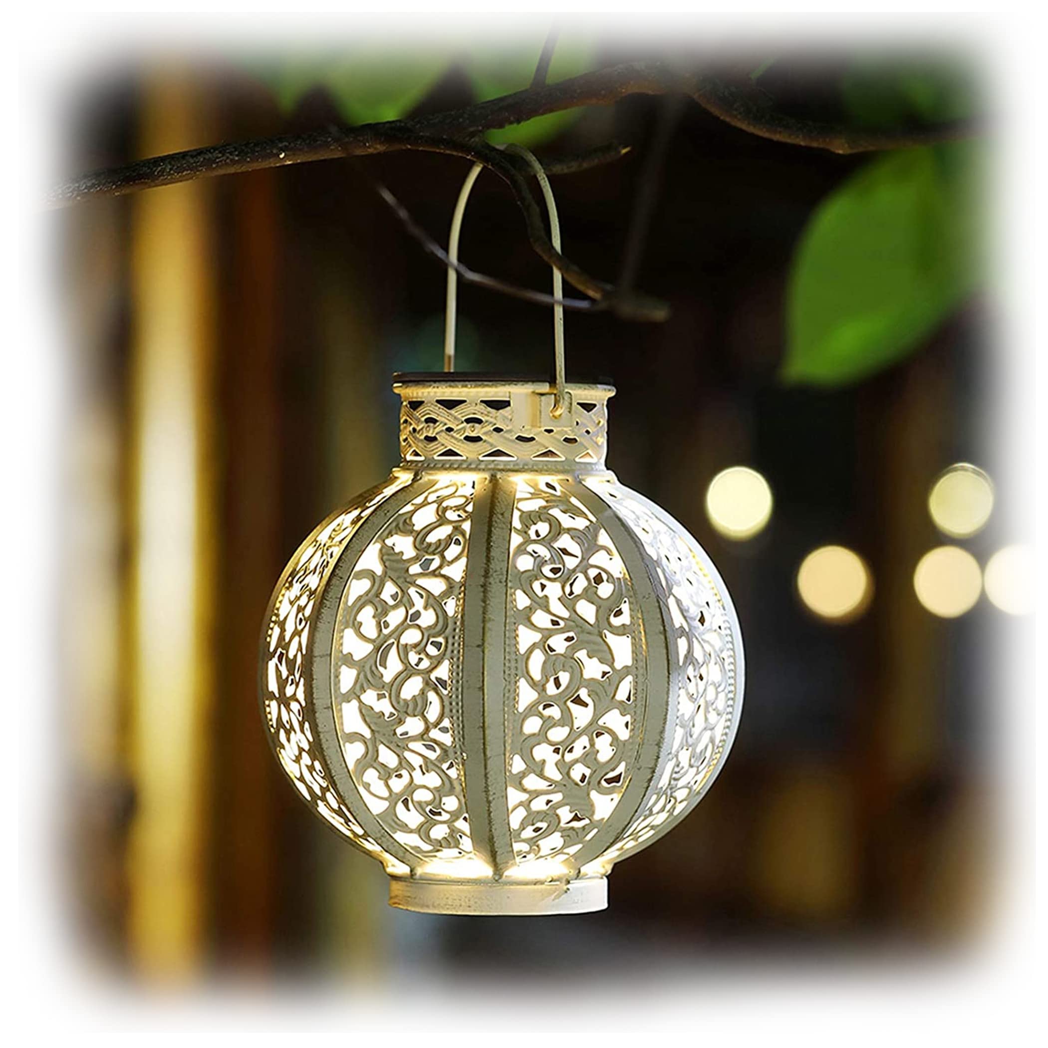 Photo 1 of MAGGIFT 2 Pack Hanging Solar Lights,Outdoor Ramadan Solar Lanterns,Garden Decorative Hanging Solar Light,Beige White