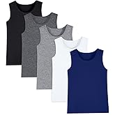 Hercugifts 5 Pack Boys Tank Tops Cotton Undershirts Kids Sleeveless Crew Neck Tank Tops for Toddlers Youth(Age 2-16)