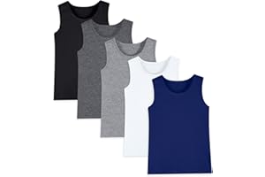 Hercugifts 5 Pack Boys Tank Tops Cotton Undershirts Kids Sleeveless Crew Neck Tank Tops for Toddlers Youth(Age 2-16)