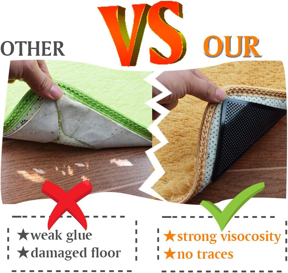 ZC GEL Rug Grippers for Hardwood Floors (8 pcs), Anti Slip Rug Grippers with Non Curling Washable and Reusable Non-Trace Removable Eco-Friendly Carpet Gripper for Tile Floors,Carpets,Floor Mats,Black: Kitchen & Dining