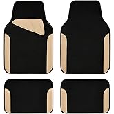 CAR PASS Waterproof Universal Fit Car Floor Mats, Car Mats Fit for SUV,Vans,sedans, Trucks,Set of 4pcs Car Carpet with Driver Heel Pad (Beige)