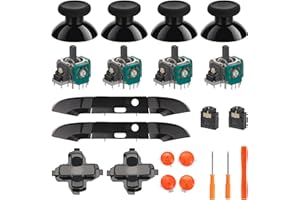 BENSEAGER Repair Kit for Xbox One S/X Controller, Thumbsticks, 3D Analog Joysticks, LB RB Bumper, Dpad, ABXY Buttons, Headphone Jack, Replacement Parts for Xbox One Controller(Model: 1708)(Orange ABXY)