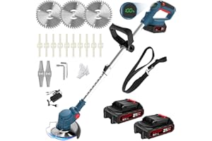 Weed Wacker with 2 X 21V Batteries, 3 in 1 Electric Grass Trimmer/Whipper Snipper/Weed Eater Edger for Lawn, Yard, 90-130cm T