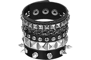 YUXIANLB 3 PCS Punk Rock Studded Bracelets Set, Spiked Studded Bracelet Cuff 80s Emo Goth Jewelry Accessories Wristband Adjustable