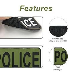 uuKen Police Patch PVC 4x8 inches OD Green for