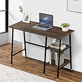 VECELO 43" Home Office Desk, Computer Study Workstation with 2 Tier Storage Shelf on Left or Right for Kids'Room, Small Space