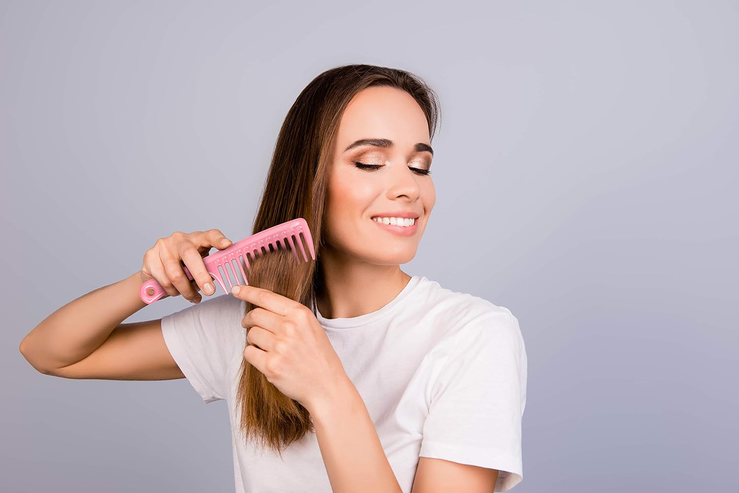 Xnicx Wide Tooth Detangler Comb - Paddle Hair Brush for Long Wet or Curly Hair - Pink - Image 4