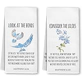 Yjeslw Christian Bird Floral Kitchen Towels, Christian Gifts for Women Hand Dish Towels Decor, Bible Verse Religious Scripture Tea Towel for Kitchen Bathroom Decorative, 16x24 Inch Set of 2