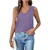 Syellowafter Women V Neck Tank Tops Sleeveless Shirts Summer Casual Blouse Loose Fit Tunic